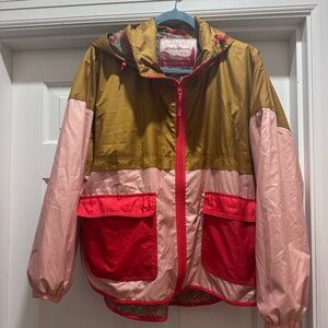 Eddie Bauer 
The Great Jacket
Neutrals & Pink
Colorblock Pattern
With Hood
Zip
